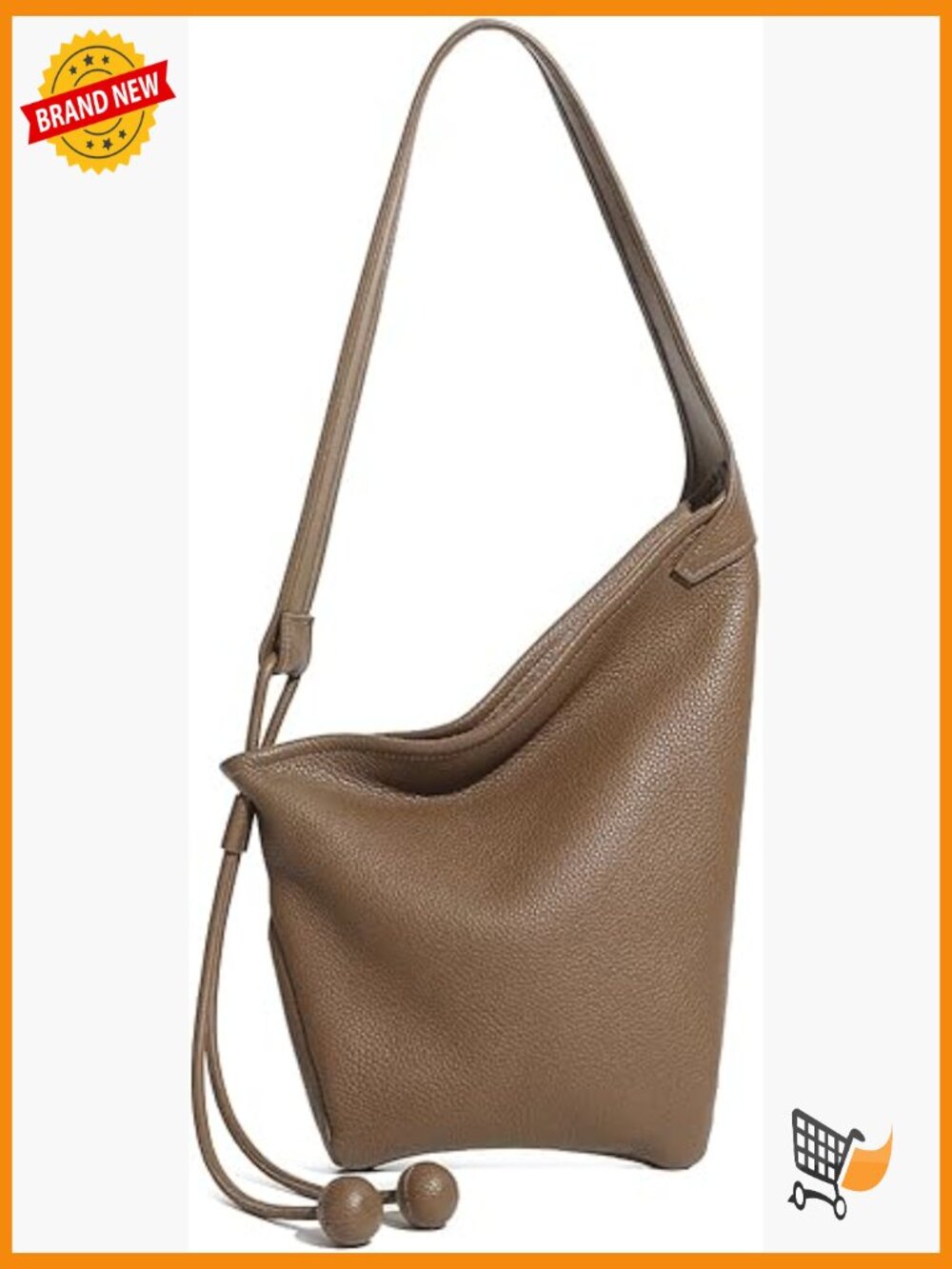 Genuine Leather Hobo Bag Medium Tote Slouchy Shoulder Crossbody Purse